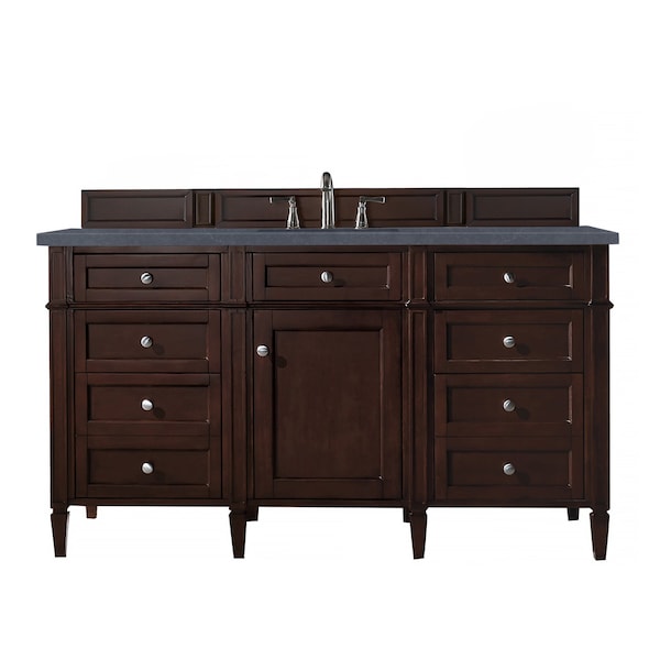 James Martin Vanities Brittany 60in Single Vanity, Burnished Mahogany w/ 3 CM Charcoal Soapstone Quartz Top 650-V60S-BNM-3CSP - main